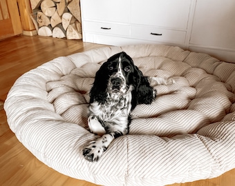 Corduroy Round Durable Pet Pillow Bed | Round Washable Cushion | Soft Warm Dog &Cat Bed | Pet Mat for Large Jumbo Medium Small Dogs