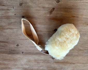 Sheepskin Wool Dog Tug | Genuine sheepskin | Natural Hemp Handle for Dog Training |  Fur Dog Tug | agility dog toy |