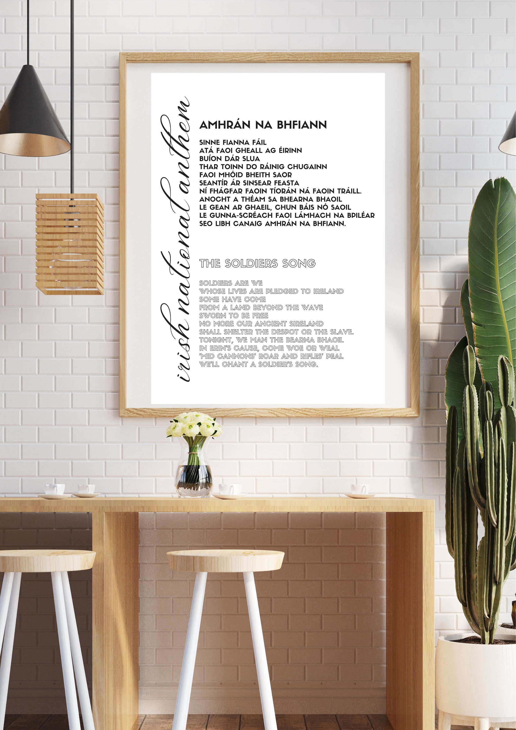 Irish National Anthem Lyrics Poster Amhrán Na Bhfiann the Soldiers Song