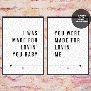 KISS Song Wall Art Prints // I Was Made for Lovin You (Baby, You Were Made for Loving Me) // 2-Piece //  Rock Home Décor // Instant Download