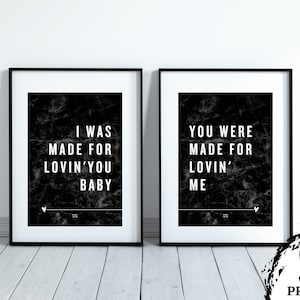 KISS Song Wall Art Prints // I Was Made for Lovin You (Baby, You Were Made for Loving Me) // 2-Piece //  Rock Home Décor // Instant Download