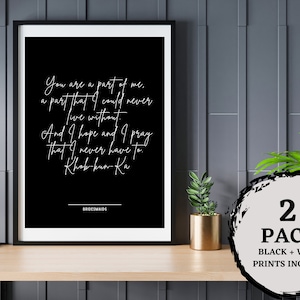 Hysterical Bridesmaids Movie Poster Quote - &quot;You are a part of me&quot; - Set of 2 Black + White Modern Prints - Best Friends/Couple Wall Art