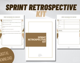 Agile scrum sprint retrospective kit | Sprint retrospective meeting guide | Project management sprint retro checklist | Retrospective report