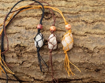 Raw Quartz Macrame Crystal Car Charm | UK Stone | Boho Decor | Crystal Gifts