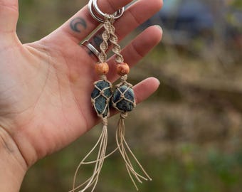 Sussex Slag Rock Macrame Keyring | Historic Stone | Hippie Gifts | Handmade