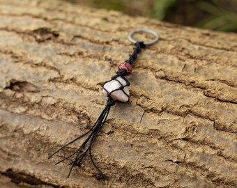 Raw Quartz Macrame Keyring | UK Stone | Crystal Gifts | Handmade
