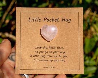 Little Pocket Hug Gift | Rose Quartz Heart Crystal | Thinking of You Gift