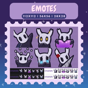 6 Hollow Knight paquete de emote / canción de seda, lindo, twitch, discord, youtube