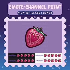 heart strawberry channel point icon/emote | pink, kawaii, love, fruit, berry, twitch, discord, youtube