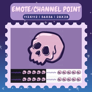 witchy skull emote, channel point icon | twitch, discord, youtube, pastel, purple, occult, goth