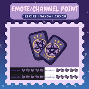 witchy tarot cards emote, channel point icon | twitch, discord, youtube, pastel, purple, stars, occult, goth