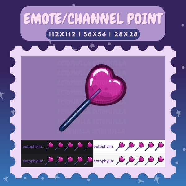 heart lollipop candy channel point icon/emote | sweets, pink, pastel twitch, discord, youtube