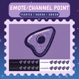 witchy Ouija board planchette emote, channel point icon | twitch, discord, youtube, pastel, goth, purple, occult
