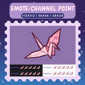 Paper crane channel point icon/emote | origami, sakura, Japanese, cherry blossom, pink, flowers, pastel, twitch, discord, youtube