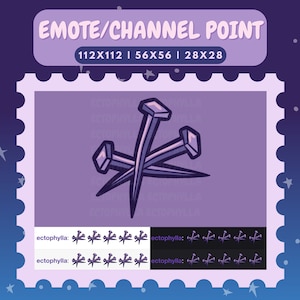 witchy iron nails emote, channel point icon | twitch, discord, youtube, pastel, purple, occult