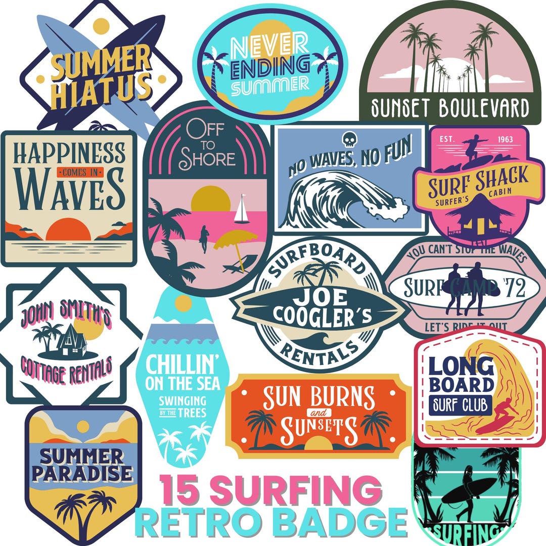 Retro Summer Beach Svg Png Bundle,surf Boards,summer Svg Cut File,beach ...