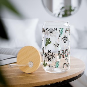 Cowgirl Retro 16oz Sipper Glass, Howdy, Punchy, Mug for Coffee, Western Cowgirl Cup, Cute Cowgirl Gift