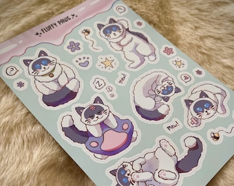 Kawaii Ragdoll Cat Sticker Sheet | Cute Journaling Stickers