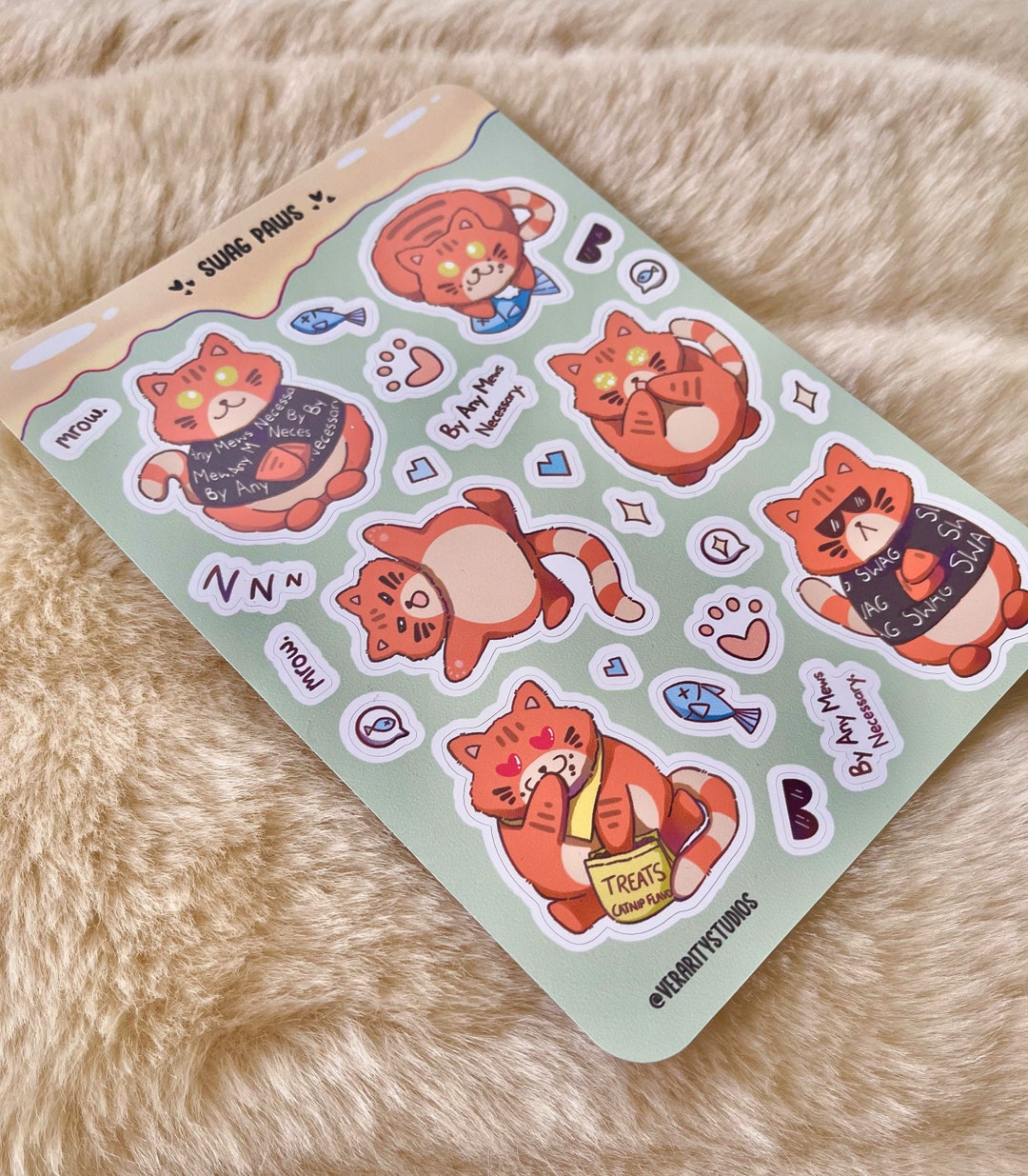 Kawaii Orange Cat Sticker Sheet | Cute Cat Stickers for Journaling ...