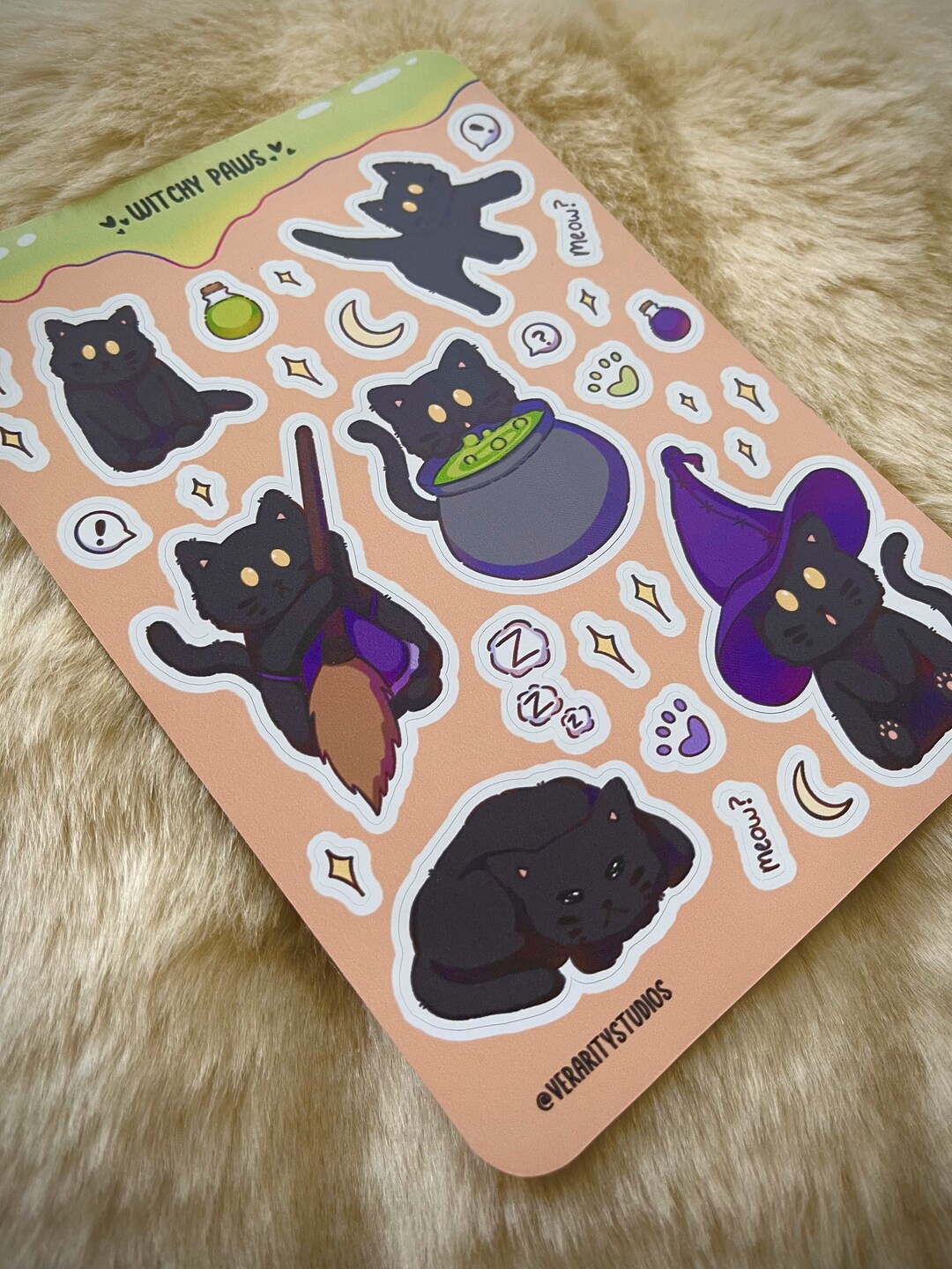 Kawaii Black Cat Sticker Sheet | Cute Cat Stickers for Journaling ...