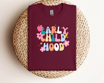 Camisa retro de la primera infancia, camisa de maestra de guardería para el primer día de clases, camiseta de educadora de la primera infancia, camiseta del equipo del equipo de niños pequeños ECSE