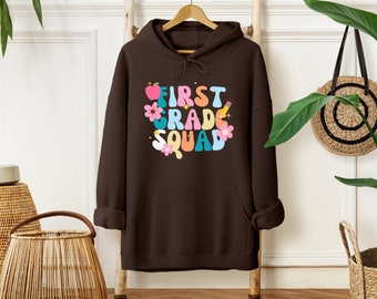 Retro First Grade Teacher Hoodie, 1st Grade Teacher Shirt for First Day Of School, Kindergarten Teacher Tshirt, Preschool Teacher T-Shirt