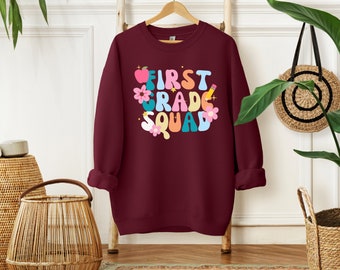 Retro First Grade Teacher Sweatshirt, 1st Grade Teacher Shirt, First Day Of School, Kindergarten Teacher Tshirt, Preschool Teacher T-Shirt