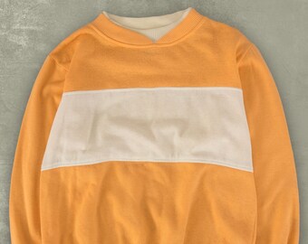 Sweat-shirt bloc vintage des années 80, pull pêche moyen