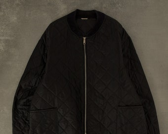 Vintage Quilted Military Bomber Jacket XXL Black