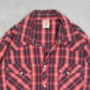 True Religion Vintage Checked Western Shirt XX-Large Men's Red Americana image 3