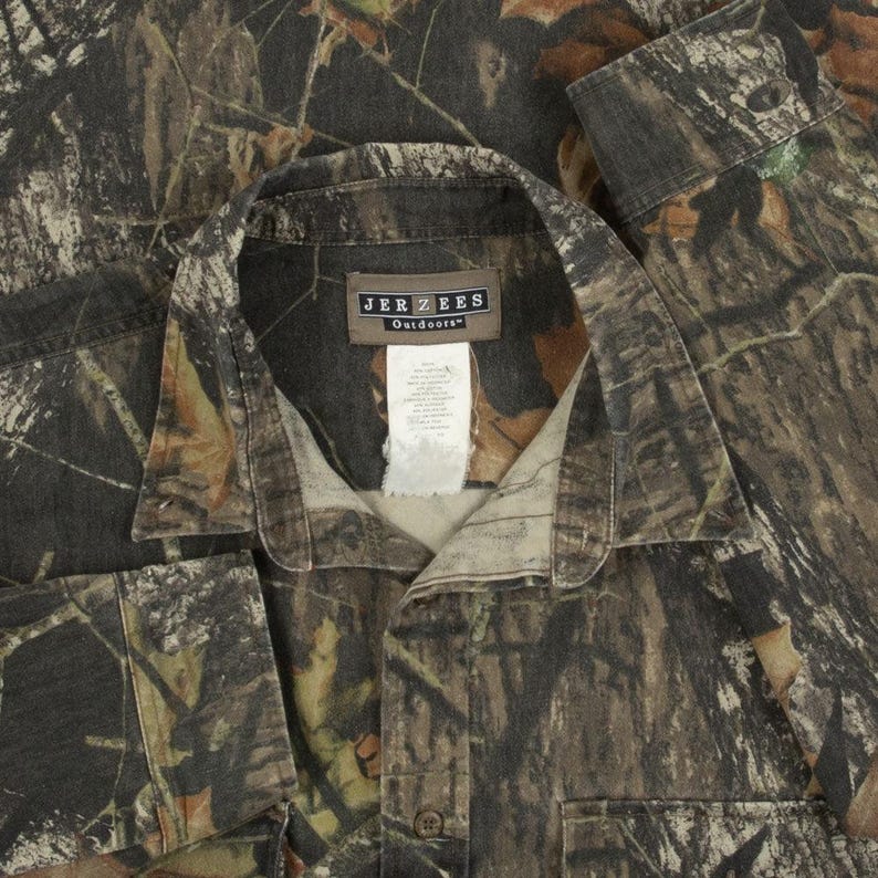 Jerzees Vintage Mossy Oak Real Tree Camo Shirt X-Large Men's Green Camouflage image 5