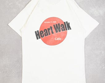 Vintage Heart Walk Single Stitch T-Shirt Large Men's 2000 White Charity