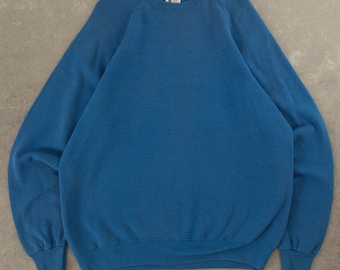 Vintage 1990s Lee Blank Raglan Sweatshirt USA Made XL Blue