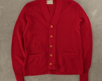 Vintage 1970s Knitted Cardigan Small Red