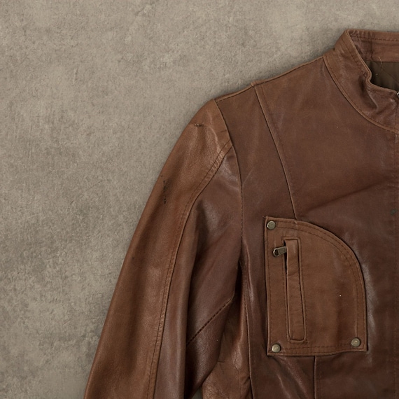Vintage Y2K Italian Leather Motorcycle Jacket Ita… - image 8