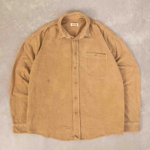 Vintage Cord Shirt 2XL Men&#39;s Light Brown Corduroy