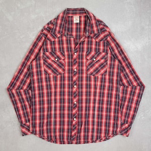 True Religion Vintage Checked Western Shirt XX-Large Men's Red Americana image 1