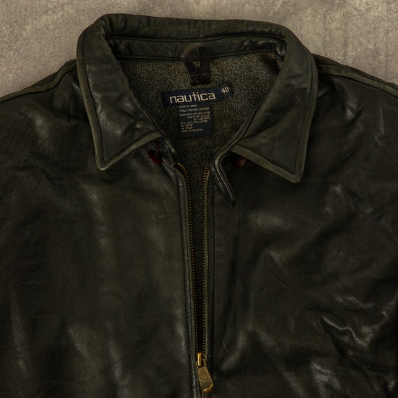 Vintage Nautica Leather Jacket Large Black - image 6