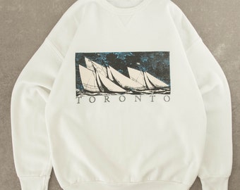 Sweat-shirt Toronto vintage des années 90, blanc moyen