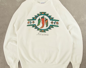 Vintage 1980er Arizona Raglan Sweatshirt USA Made Medium White