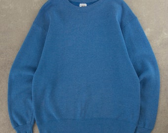 Vintage 1990er Blanko Sweatshirt USA Made Mittelblau