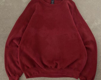 Vintage 1990s Sunfaded Blank Sweatshirt USA Made XL Burgund