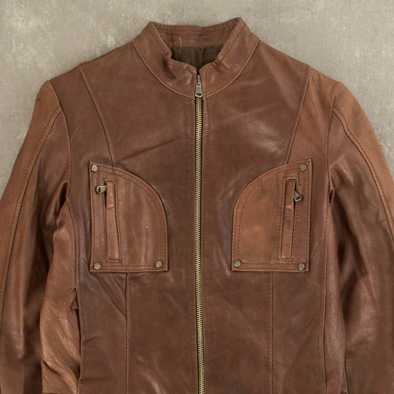 Vintage Y2K Italian Leather Motorcycle Jacket Ita… - image 3