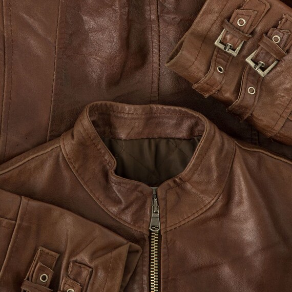 Vintage Y2K Italian Leather Motorcycle Jacket Ita… - image 4