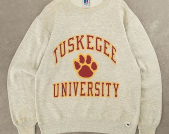 vintage des années 1990 Russell Athletic Tuskgee University sweat-shirt USA gris moyen