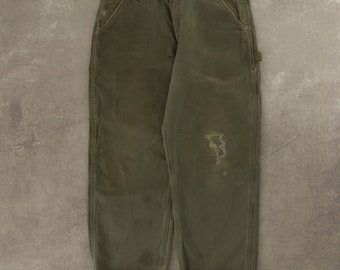 vintage Carhartt Pantalon simple doublé couverture L36 L30 Vert
