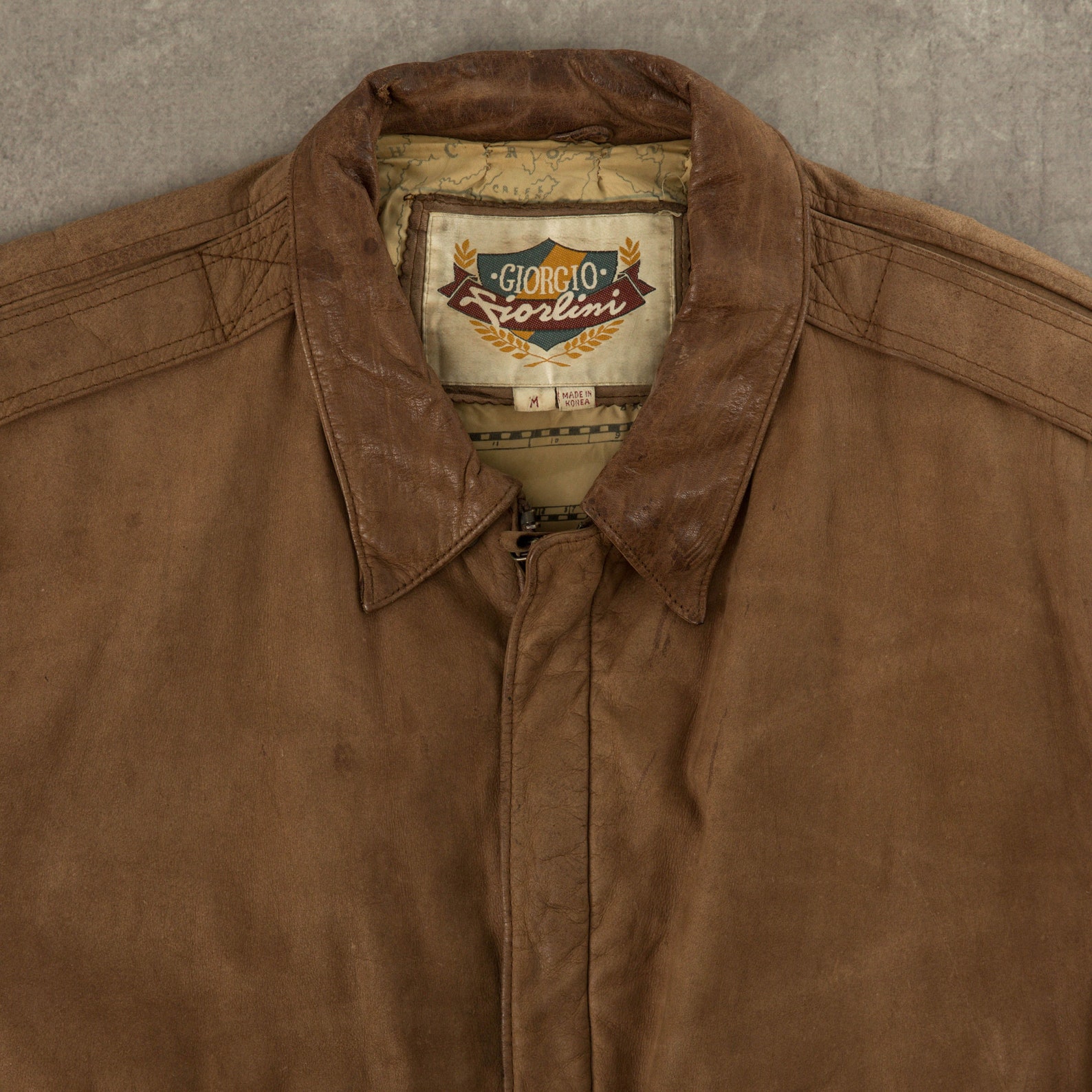 Blouson Aviateur A-2 En Cuir Vintage Excelled - Taille M - Fourrure Intérieure - Made In USA Années 80