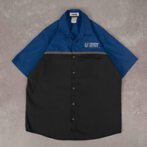 Camisa de trabajo Cintas Vintage Tech Institute, talla grande para hombre, color gris.