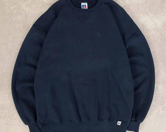 Vtg 90s Russell Athletic Pro Cotton Crewneck Sweatshirt Navy