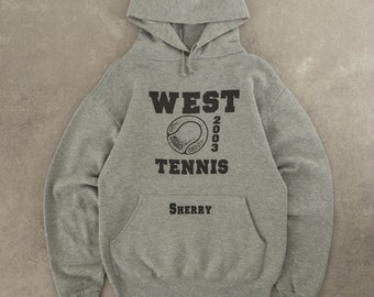 Vintage Jerzees 2003 West Tennis Kapuzenpullover Klein Grau